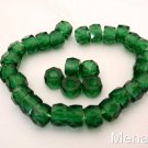 25 6 x 4mm Czech Glass Facetted Crow Beads: Green Emerald
