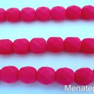 25 6mm Czech Glass Firepolish Beads: Neon - Pink