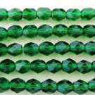 25 6mm Czech Firepolish Beads - Green Emerald