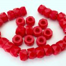 25 6 x 4mm Czech Glass Facetted Crow Beads: Opaque Red