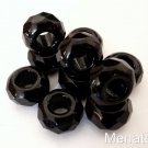6(Six)  8x14mm Large Hole Rondelle Beads: Jet