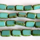 10 12 x 8mm Polished Rectangles: Opaque Turquoise - Picasso
