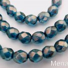 25 6mm Czech Glass Firepolish Beads: Halo - Azurite
