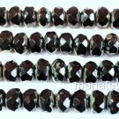 25 5x7mm Czech Glass Gemstone Donut Beads: Jet - Picasso