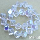 25 8mm Czech Glass Diagonal Hole Cube Beads: Crystal AB
