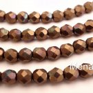 25  6 mm Czech Glass Firepolish Beads: Oxidized Bronze Clay