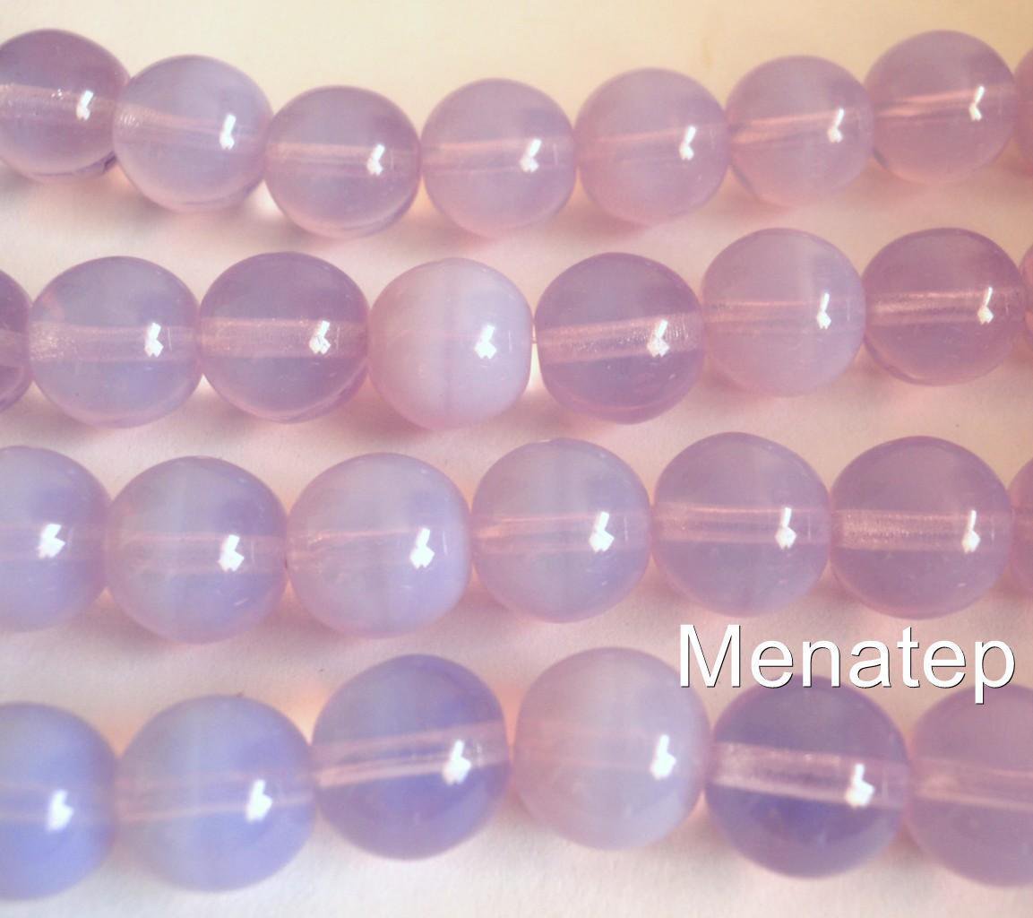 10 10 mm Czech Glass Round Beads: Milky Alexandrite