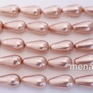 10 15 x 8 mm Czech Glass Pearl Coated Drops: Vintage Rose