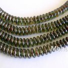 50 6 mm Czech Glass Rondelle Beads: Luster - Transparent Green