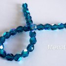 50 4 mm Czech Glass Firepolish Beads: Dark Teal AB