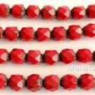 25 6 mm Czech Glass Renaissance Style Beads: Opaque Red - Picasso