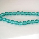 25 6 mm Czech Glass Firepolish Beads: Light Teal