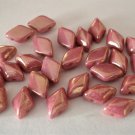 40 8 x 5 mm Czech Glass Gemduo Beads: Luster - Opaque Pink
