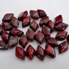 40 8 x 5 mm Czech Glass Gemduo Beads: Opaque Red - Picasso