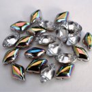 40 8 x 5 mm Czech Glass Gemduo Beads: Crystal - Vitrail