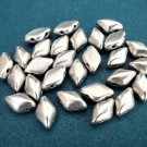 40 8 x 5 mm Czech Glass Gemduo Beads: Matte - Metallic Silver