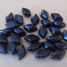 40 8 x 5 mm Czech Glass Gemduo Beads: Metallic Suede - Blue