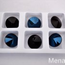 4(Four)  14 mm Rivoli Beads: Blue Iris - Jet