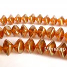 6(Six)  11x15mm Wonky Oval Beads: Pearl Coated - Patina