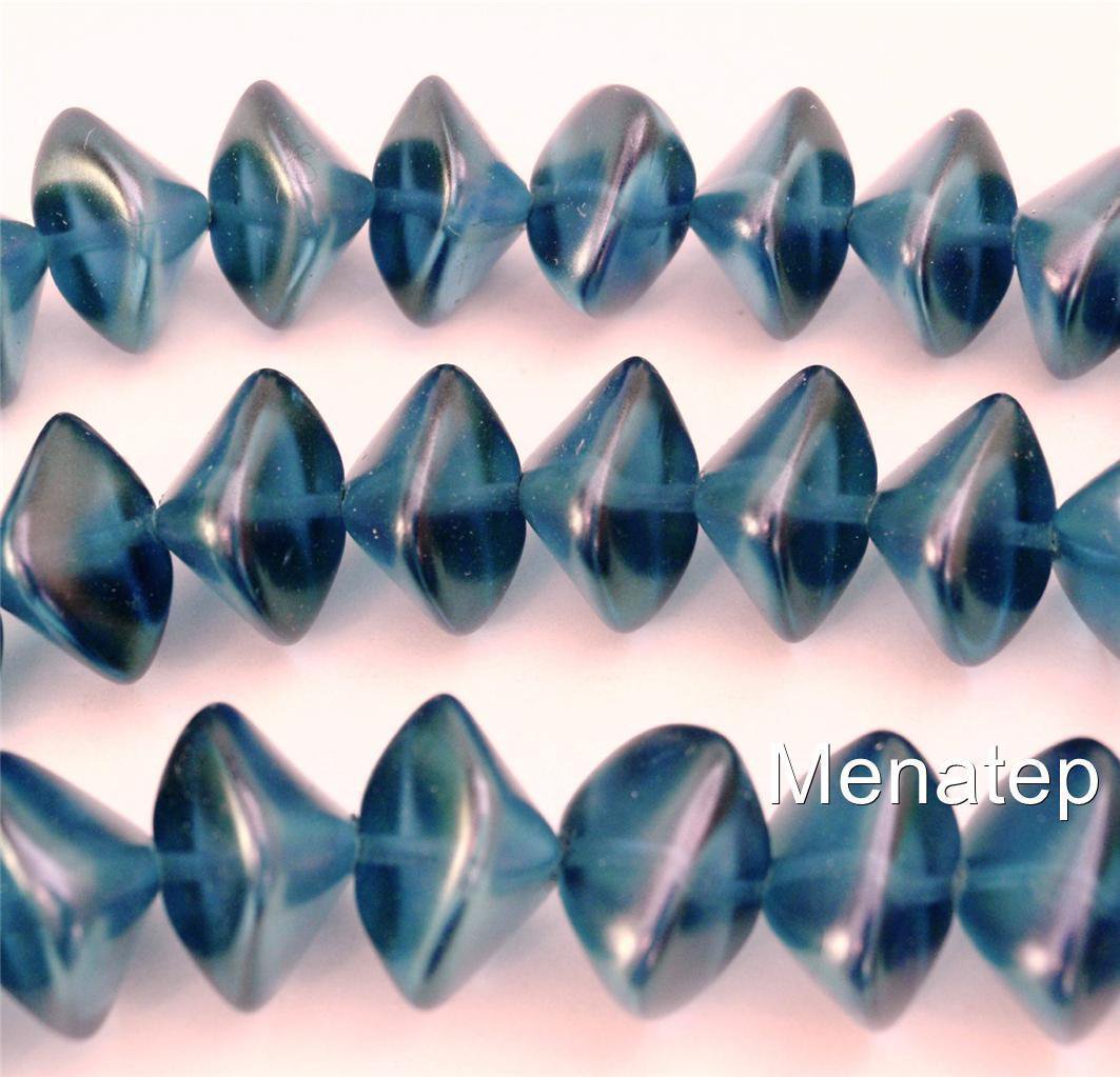 6(Six)  11x15mm Wonky Oval Beads: Pearl Coated - Bora Bora