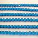 50 4mm Czech Glass Firepolish Beads: Opaque Blue