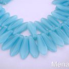 25 5 x 16mm Czech Glass Dagger Beads: Milky Aquamarine