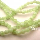 50 4mm Czech Glass Firepolish Beads: Milky Light Green