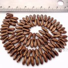 50 3x10mm Czech Glass Dagger Beads: Dark Bronze