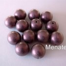 10 10mm Czech Glass Round Beads: Metallic Suede - Pink