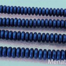 50 6mm Czech Glass Rondelle Beads: Metallic Suede Blue