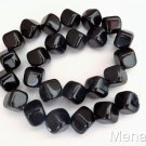 25 8mm Czech Glass Diagonal Hole Cube Beads: Jet