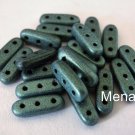 25  3 x 10 mm Czechmates Beam : Metallic Suede - Light Green