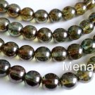 25 8 mm Czech Glass Round Beads: Luster - Transparent Green
