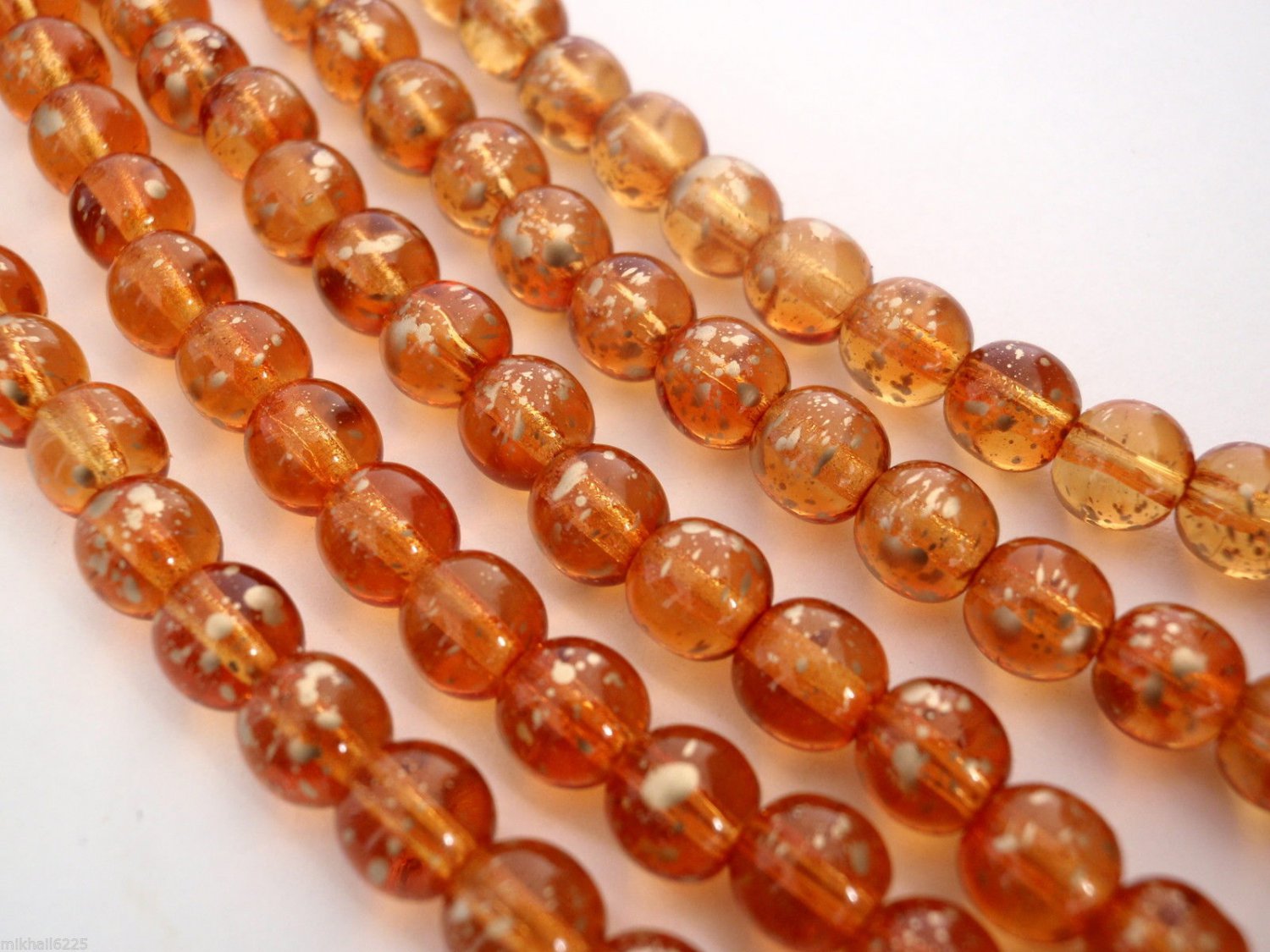 50 6 mm Czech Glass Round Beads: Coated - Sunshine Dust