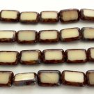 10 12 x 8mm Polished Rectangles: Opaque Light Beige - Picasso