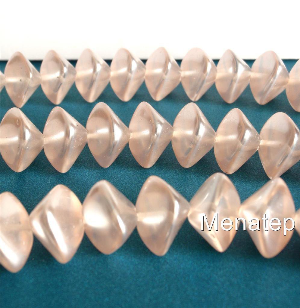 6(Six)  11x15mm Wonky Oval Beads: Pearl Coated - Candy Floss