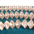 6(Six)  11x15mm Wonky Oval Beads: Pearl Coated - Candy Floss