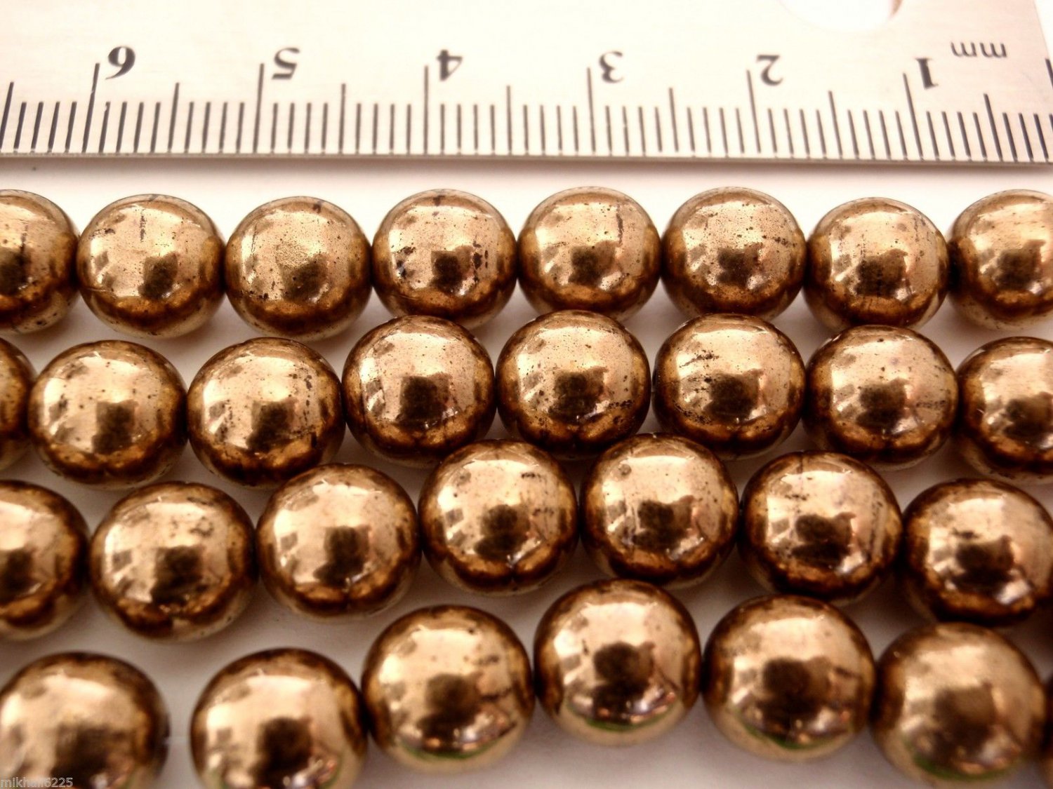 12 8mm Czech Glass Round Beads: Bronze