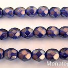 25 6mm Czech Glass Firepolish Beads: Halo - Ultramarine