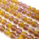 25 6 mm Czech Glass Firepolish Beads: Hurricane Glass - Crocus Patch