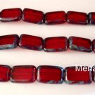 10 12 x 8mm Polished Rectangles: Siam/Ruby - Picasso