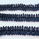 50 3x10mm Czech Glass Dagger Beads: Metallic Suede Dark Blue