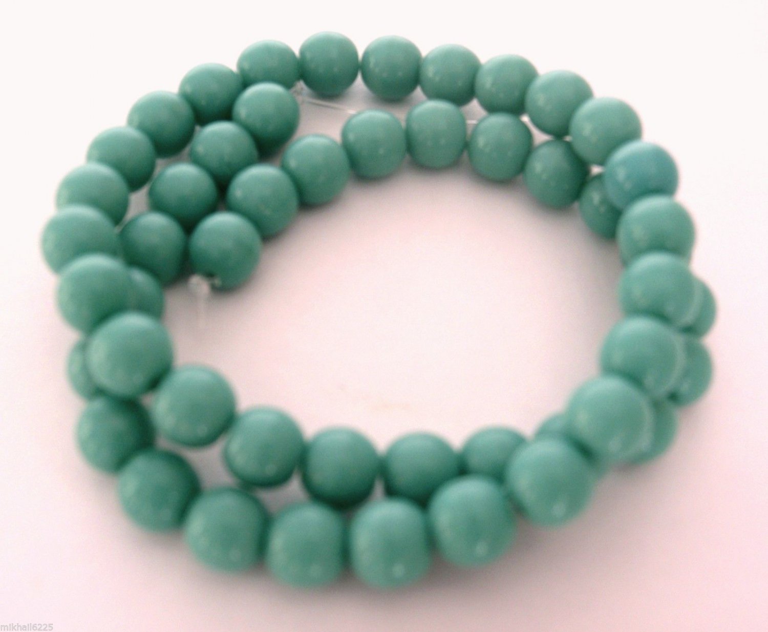 25 8mm Czech Glass Round Beads: Turquoise