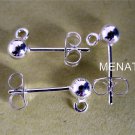 S/Silver Stud Earring Ball Posts and Backs (8 Sets = 8 posts+8 backs)