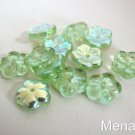 25 8x3mm Flat Flower Beads: Peridot AB