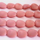 25 12x9 mm Czech Glass Twisted Flat Ovals: Opaque Pink