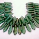 25 5 x 16mm Czech Glass Dagger Beads: Milky Turquoise - Topaz/Pink Luster