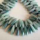25  5 x 16 mm Czech Glass Daggers: Ultra Luster - Turquoise Blue