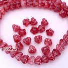 50 6mm Czech Glass Baby Bell Flower Beads: Coated - Satin Sherbet