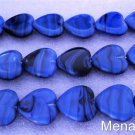 10 15x15mm Czech Glass Window Heart Beads: Navy/Black
